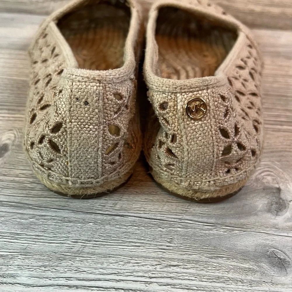 Michael Kors Darci slip on round toe canvas cutout pattern espadrilles